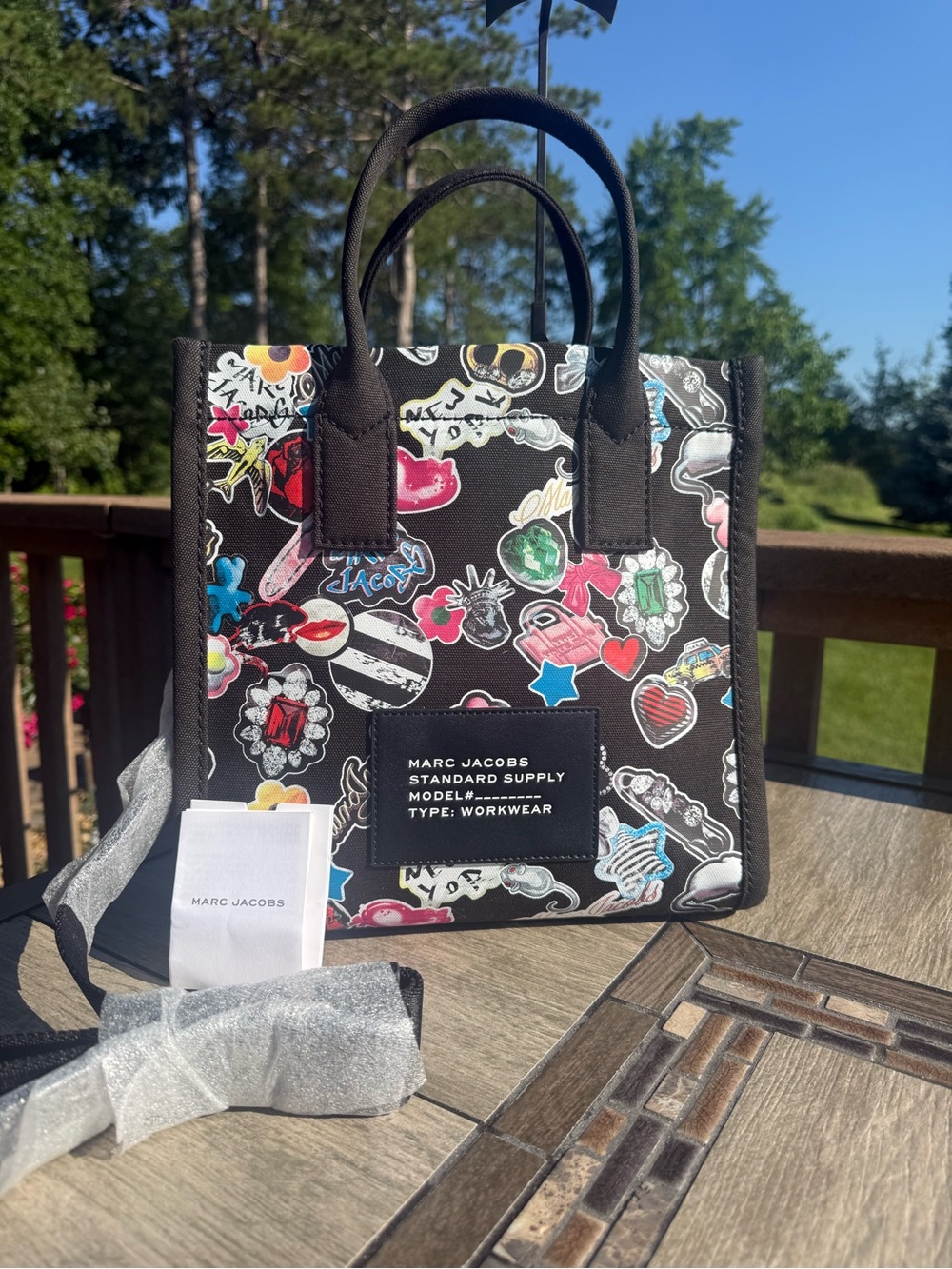 NWT Marc Jacobs Sticker Print Canvas
Tote Bag Black - Picture 6 of 13
